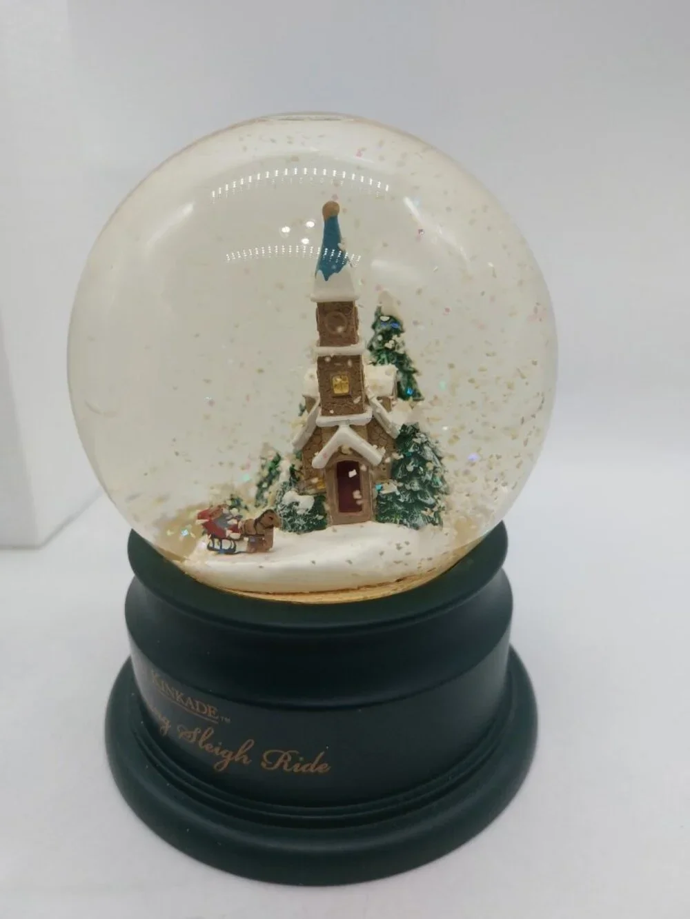 Hallmark Sunday Evening Sleigh Ride Snow Globe Snowglobe Water Thomas Kinkade